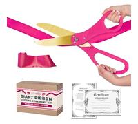 Grand Opening Ribbon Cutting Ceremony Kit 20" Giant Gold Scissors with Pink Handle and 30 Foot Large Pink Ribbon 4" Wide