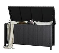 Grand patio Deck Box 480L Outdoor Storage Box with Lid Graden Furniture Storage Box Cushion Box with Smooth Wheels Easy to Move Storage Containers for Tools Pool Accessory Pillows -Black