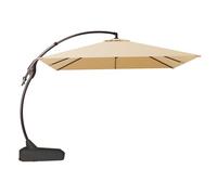 Grand Patio Garden Parasol with Base, Aluminium Outdoor Cantilever Umbrella, 8 Ribs Crank Lift Operating, Offset for Pool, Garden, Outdoor (Champagne, Square 3×3M)