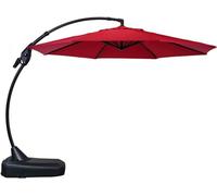 Grand patio Parasol with Base Round 350 cm, Aluminium Cantilever Umbrella with 8 Ribs, Crank Lift Operating, Offset Umbrella for Pool Garden Outdoor (Parasol Cover Included)