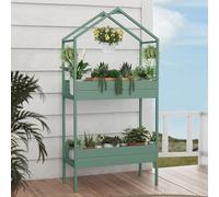 Grand patio Tall Plant Stand 2 Tier, Outdoor Indoor Metal Plant Pot Stand for Multiple Plants, Heavy Duty Fered Plant Holder Rack for Garden, Patio, Balcony, Living Room (Green)