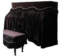 Grand Piano Cover Piano Cover Full Gold Velvet Fabric Electric Stool Thick Two-piece Set(Brown,Double Stool Set)