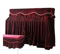 Grand Piano Cover Piano Cover Full Gold Velvet Fabric Electric Stool Thick Two-piece Set(Red,Single Stool Set)