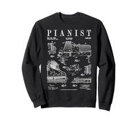 Grand Piano Old Vintage Patent Pianist Drawing Print Sweatshirt