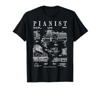Grand Piano Old Vintage Patent Pianist Drawing Print T-Shirt