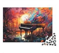 Grand Piano Sunset Art Jigsaw Puzzle, 1000 Pcs For Adults | 52x38cm Puzzle Fans, Birthday Gift, Cardboard, Mood Calming, Tight Puzzle Fit