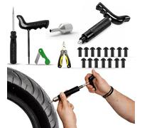 GRAND PITSTOP 22 Pcs Tire Puncture Repair Kit with Multi-Functional Folding Plier Compatible for car Motorcycle, Truck, ARB,ATV, Tractor, RV, SUV, Trailer (15 Mushroom Plugs)