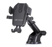 GRAND PITSTOP Dashboard Car Phone Mount Windshield Mobile Holder Desk Stand with 360° Rotation Strong Suction Cup Base and Telescopic Arm for Iphone Samsung Google Huawei Nokia Other Smartphones Black