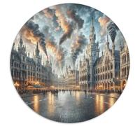 Grand Place 1000 Pieces Jigsaw Puzzle for Adults And Kids Round Jigsaw Puzzles Fun Challenging Family Game Stress Reliever Expert Skill Level 1000pcs (67.5x67.5cm)