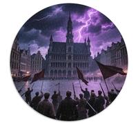 Grand Place 1000 Pieces Jigsaw Puzzles 12 Years And Up Round Jigsaw Puzzle Fun Challenging Family Game Stress Reliever Expert Skill Level 1000pcs (67.5x67.5cm)