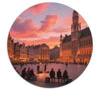 Grand Place 1000 Pieces Jigsaw Puzzles 12 Years And Up Round Jigsaw Puzzle Fun Challenging Family Game Stress Reliever Expert Skill Level 1000pcs (67.5x67.5cm)