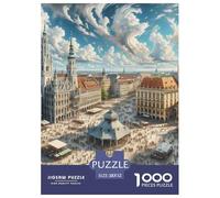 Grand Place 1000 Pieces Portable Jigsaw Puzzle Building Age 3+ Quirky, Abstract Design, Fun Details, Educational, Challenging Puzzle Games 52x38cm/1000pcs