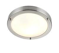 Saxby 12421 Portico Satin Nickel IP44 40W E27 Dimmable Ceiling Light