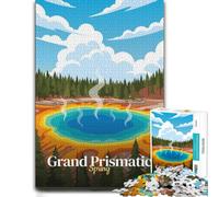 Grand Prismatic Spring Illustration Jigsaw Puzzle for Adults, 1000 Pieces | For adults: Adult Jigsaw Puzzle - visual matching for a more organised build during indoor leisure.