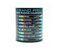 Grand Prix 2025 Calendar Mug - AM Edition - Alonso - Stroll - Season - Red - Racing - One - Race Car - Circuits - Carbon Fiber - British - Gift Idea - Coffee Tea Cup - Formula - Team - Merch