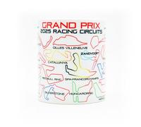 Grand Prix 2025 Circuits Mug - White Edition - Country Coloured Tracks Outlines - Season Racing - Gloss Ceramic - Formula - Gift Ideas - One - Coffee Tea - Race - Cars - Cup - Memorabilia