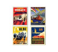 Grand Prix Poster Set - 4 Motor Sport Prints Formula Wall Art (30cm x 40cm)