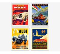 Grand Prix Prints Set of 4 Formula Wall Art Wall Decor (A4 Size) - Motor Racing Grand Prix Track Posters