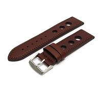 Grand Prix Quality Leather Watch Strap Coloured Stitching - 24mm Brown