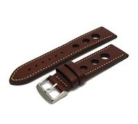 Grand Prix Quality Leather Watch Strap Contrast Stitching - 24mm Brown