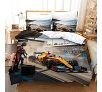Grand Prix Racing Bedding Set Finesse Duvet Cover, Sheet & Pillowcase Breathable Brushed Microfiber Formula racing Comforter Cover with Hidden Zipper, Luxury Quilt Cover Set Double（200x200cm）
