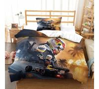 Grand Prix Racing BullRacing Bedding Set with Zipper Comforter Cover 3D Printed Formula racing Quilt Cover with Pillowcase Duvet Cover Microfiber for Childrens And Adults Single（135x200cm）