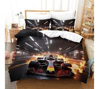 Grand Prix Racing BullRacing Luxe Duvet Cover Set Hidden Zipper Formula racing Quilt Cover Set with Pillowcases Bedding Set Soft Microfiber Comforter Cover for Kids & Adults Double（200x200cm）