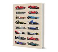 Grand Prix Racing Cars Hardback Notebook for Him, A5 120 Lined Pages | Illustrated Inside Front & Back Covers, Protective Rigid Cover, Ink-Resistant Paper, Journal or Jot Notes, Fits a Bag