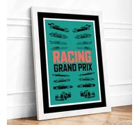 Grand Prix Racing Retro Framed Wall Art Print A1 (84.1×59.4cm) White, Wall Decor for Living Room, Bedroom, Office & Home, Ready to Hang, Art Gift
