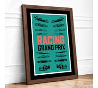 Grand Prix Racing Retro Framed Wall Art Print A2 (59.4×42cm) Walnut, Wall Decor for Living Room, Bedroom, Office & Home, Ready to Hang, Art Gift