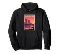 Grand Rapids Michigan Vintage Trip Souvenir Post Art Graphic Pullover Hoodie