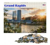 Grand Rapids Travel Art Wooden Jigsaw 300 Pieces for Adults | Puzzle for Adults - solo or shared puzzle time at your own pace.