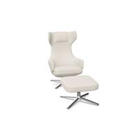 Grand Repos Armchair With Ottoman Nubia Ivory/Pearl/ Chrome
