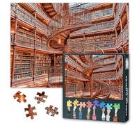 Grand Spiral Library Jigsaw Puzzles 1000 Piece for Adults Vintage Bookstore Interior Architecture Academic Bookcase Challenge Puzzles Sophisticated Bibliophile Gift Office Wall Art Decor 27.5"X19.7"