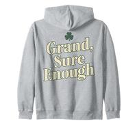 Grand Sure Enough Irish Shamrock Typography Zip Hoodie