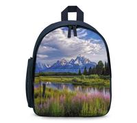 Grand Teton National Park Backpack 12.6 Inch Casual Daypack with Multi-Pockets BookBag for Daily Essentials, Blue, One Size