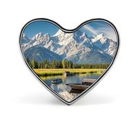Grand Teton National Park Button Pin Heart Shape Alloy Lapel Pins Badges Novelty Funny Enamel Pins Personalized Pinback Button Badges Cute Heart Brooche for Jackets Bags