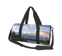 Grand Teton National Park Duffle Bag With Shoes Compartment And Adjustable Strap,Foldable Travel Duffel Bags For Men Women,Waterproof Duffel Bags, Black, One Size