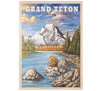Grand Teton National Park - Grizzly Bear Hug, Vintage Travel Poster - Premium 500 pieces Puzzle - MyPuzzle special collection from Havana Puzzle Company