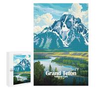 Grand Teton National Park Illustration Jigsaw Puzzle, 1000 PCS, Indoor Activity for The Home, A for Adult Puzzle Lovers, This Winter