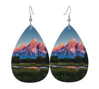 Grand Teton National Park Leather Earring For Women Teardrop Earrings Trendy Leather Earrings Dangle Jewelry Gifts For Mom Wife Daughters