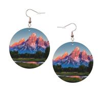Grand Teton National Park Leather Round Earrings Color Valentine'S Day Festival Activities Fashion Women'S