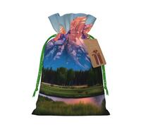 Grand Teton National Park Linen Drawstring Gift Bag Xmas Party Candy Bag Reusable Storage Pouches