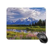 Grand Teton National Park Mouse Pad Square Laptop Mouse Mat Cute Computer Mousepad Keyboard Pad Non-Slip Desk Pads for Gaming Office Work Home 20 * 25cm