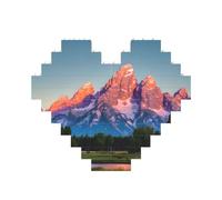 grand teton national park Print 3D Jigsaw Art Brick Puzzle Heart-Shaped Desk Decor Building Blocks 30 pieces DIY Gift