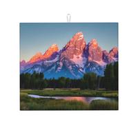 Grand Teton National Park Print Absorbent Dish Drying Mat for Kitchen Accessory Counter Pad Foldable Reusable