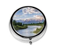 Grand Teton National Park Print Personalised Portable Pillbox with,Mini Pillbox Compact and Convenient Pill Organiser for Storing and Organising Pills