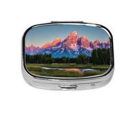 Grand Teton National Park Print Pill Box, 2 Large Compartmensts to Moistureproof Portable Pill Box Organiser for Travel