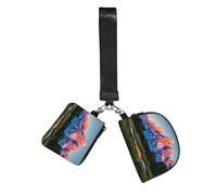 Grand Teton National Park Print Small Wristlet Wallets For Women, Dual Pouch Keychain Wristlet Outdoor Sports Zipper Wrist Bag