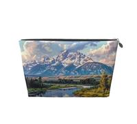 Grand Teton National Park Printed Travel Cosmetic Bags with Silver Zipper Makeup Organizer Cosmetic Case Toiletry Bag for Women Mom Girls
